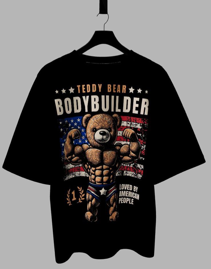 Camiseta Oversized Mars Essential - Iron Teddy: Fisiculturista Americano