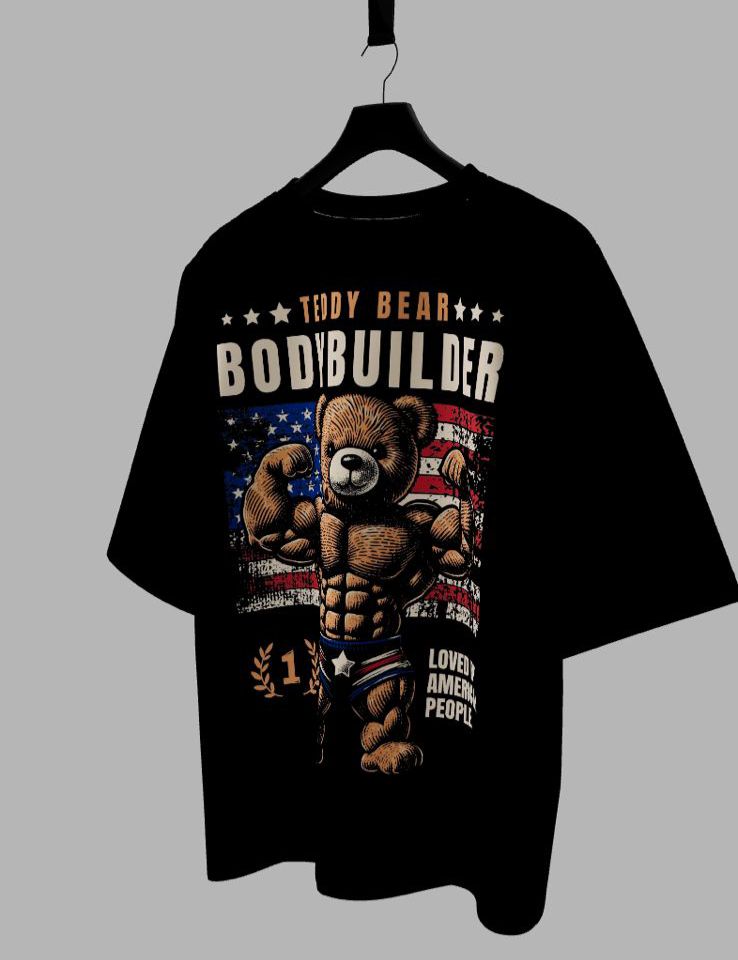 Camiseta Oversized Mars Essential - Iron Teddy: Fisiculturista Americano